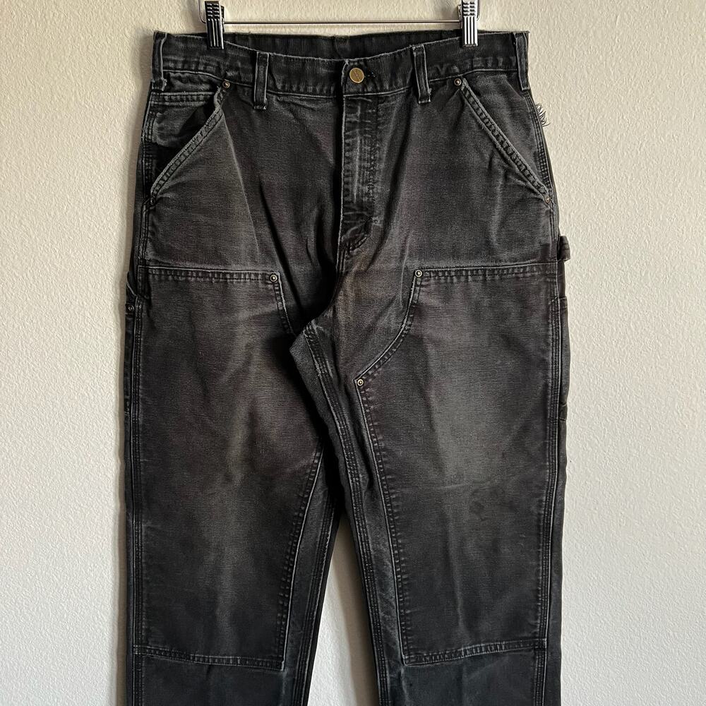 Carhartt faded black double knee work wear carpenter pants - Picture 2 of 12